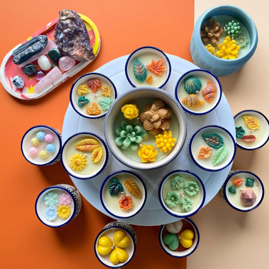 Herb Garden Succulent Candle Collection - Handcrafted Botanical Soy Wax Candles