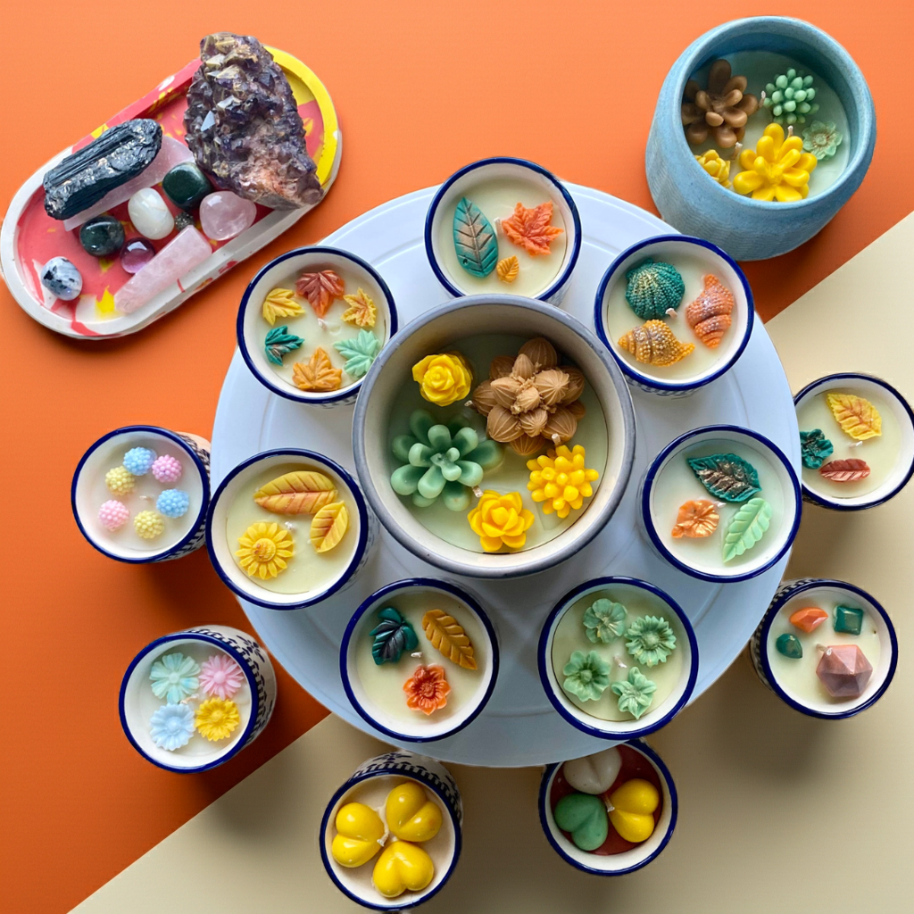 Herb Garden Succulent Candle Collection - Handcrafted Botanical Soy Wax Candles